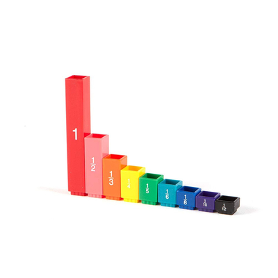 Manipulacje frakcjami Montessori Math Rainbow Fraction Tower Cubes dla szkoły podstawowej