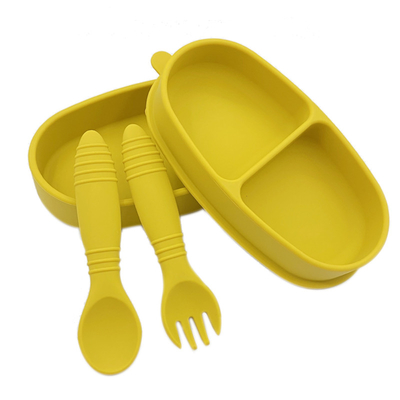 100% silikonowe sztućce dla niemowląt 2 w 1 Bento Lunch Box z łyżką i widelcem