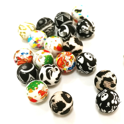 Koraliki silikonowe do żucia Leopard Print 12mm Koraliki silikonowe DIY Baby Toy