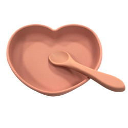 Food Grade FDA Heart Shaped Dinner Silikonowa płytka dla niemowląt dostosowana za pomocą łyżki