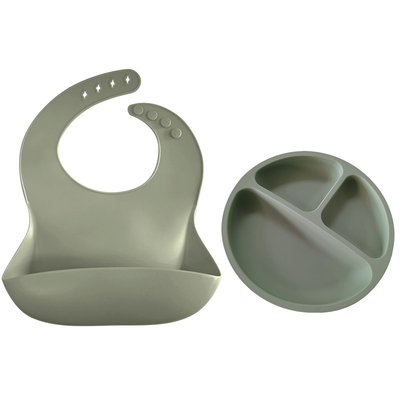 Regulowane 24,5 * 22 cm spersonalizowane silikonowe śliniaczki 19,8 cm silikonowe talerze dla dzieci