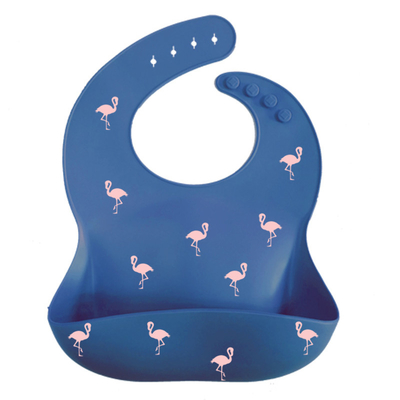 LFGB Printed Pattern Silicone Catcher Bib Spersonalizowany silikonowy śliniaczek z kieszonką